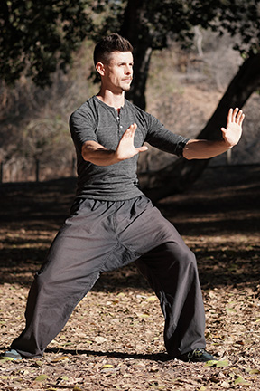 Matthew praciticng Tai Chi Qigong Meditation in the park